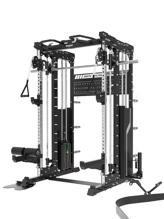 BLAZZED FITNESS  PRO ALL-IN-ONE FUNCTIONAL TRAINER CABLE CROSSOVER CAGE HOME GYM W/ SMITH MACHINE