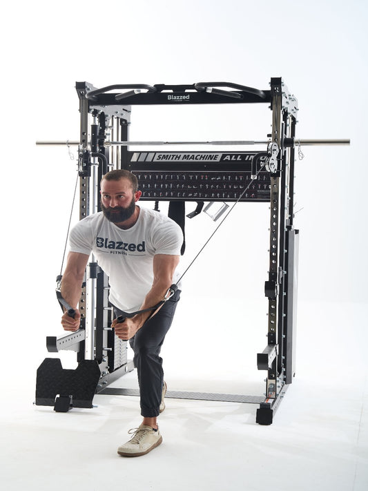 BLAZZED PRO  ALL-IN-ONE FUNCTIONAL TRAINER CABLE CROSSOVER CAGE HOME GYM W/ SMITH MACHINE